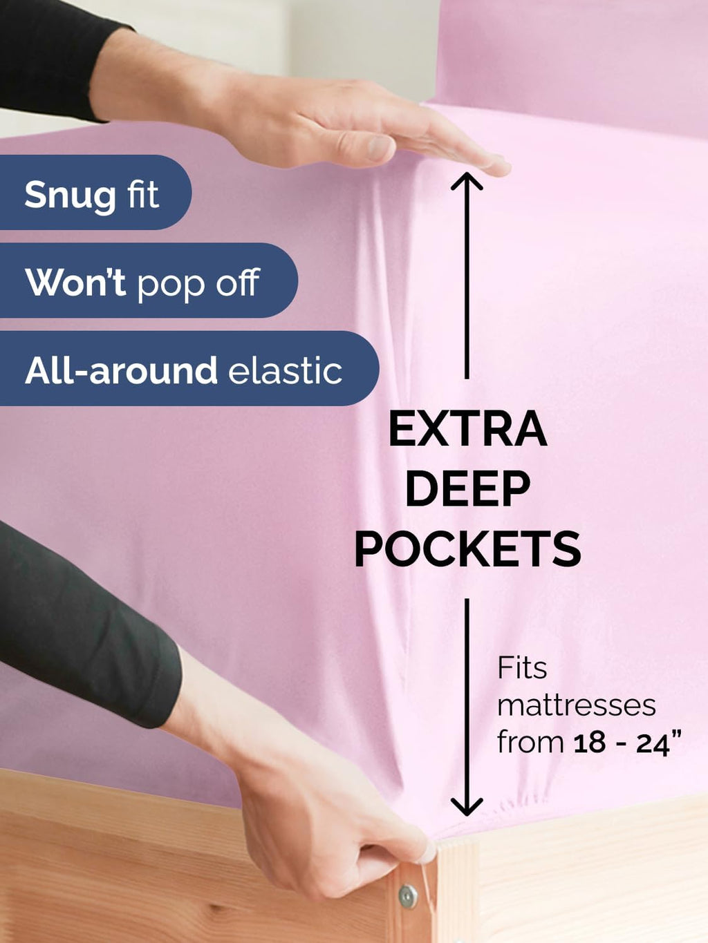Skiennix Extra Deep Twin Sheet Set | 4-Piece Breathable Cooling Bedding - Soft, Wrinkle-Free Light Pink