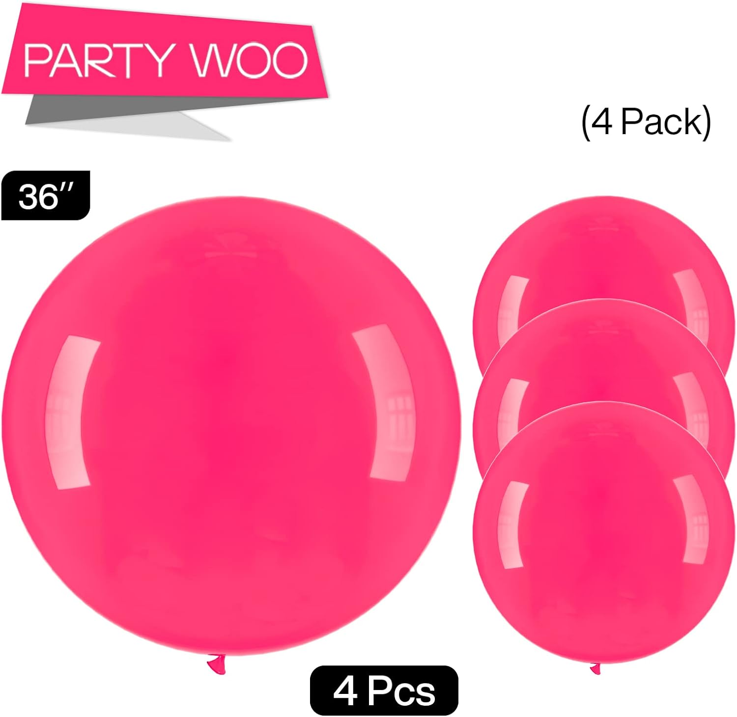 PartyWoo Hot Pink Balloons - 36 Inch Magenta Fuchsia Balloons for Baby Showers & Celebrations