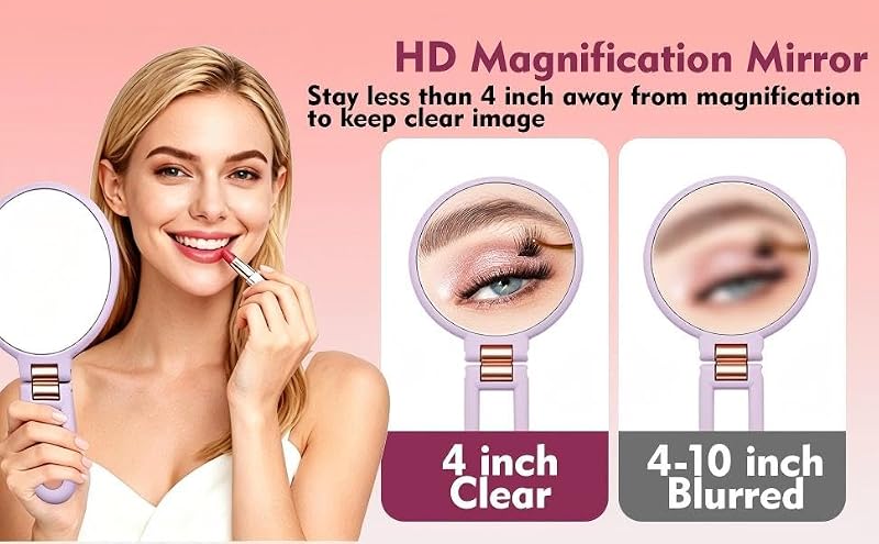 Double Sided 30X Magnifying Hand Mirror - Portable Makeup Tool