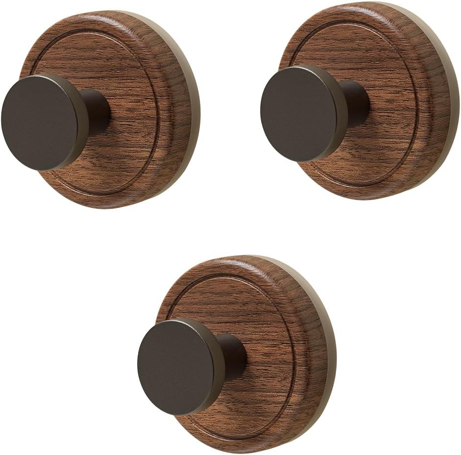 Natural Walnut Wood Wreath Hanger by [Brand Name] - Decorative Suction Cup Hooks for Front Door | 3PCS