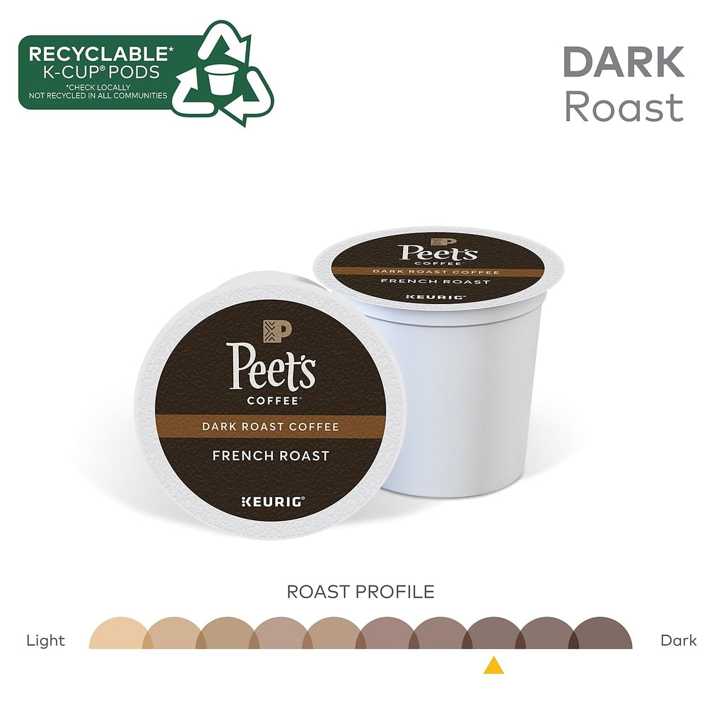 Peet's Coffee French Roast K-Cup Pods - Dark Roast, 22 Count for Keurig Coffee Makers