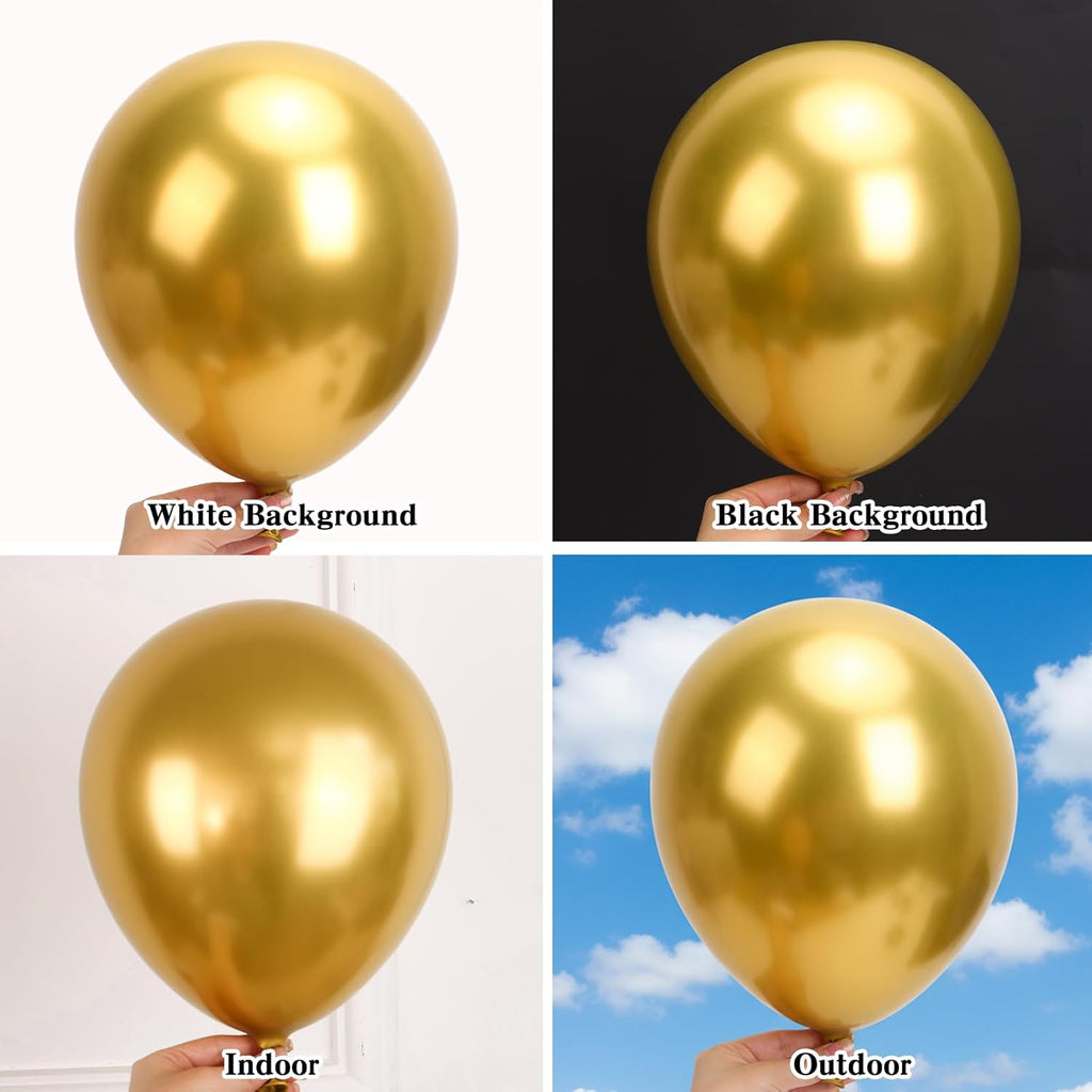 RUBFAC Metallic Gold Balloon Garland Kit - 154pcs in Various Sizes for Birthday, Graduation & Wedding Decor