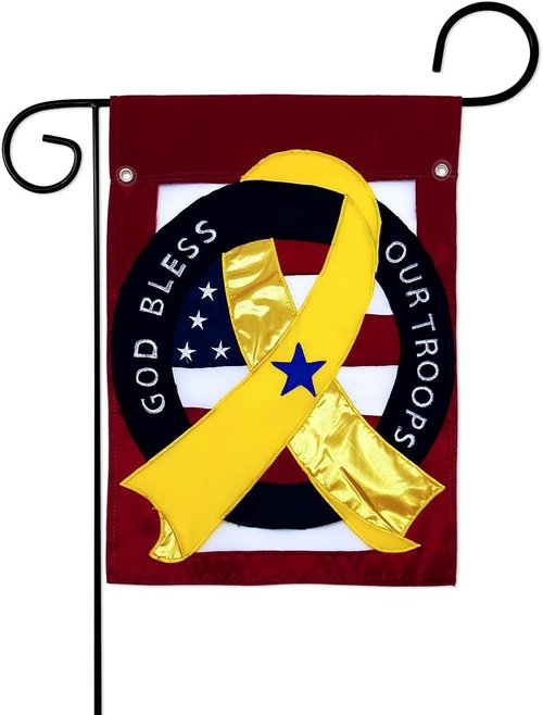 God Bless Our Troops Flag - Canvas Wall Hanging Decor | Military Support Tapestry for Veterans