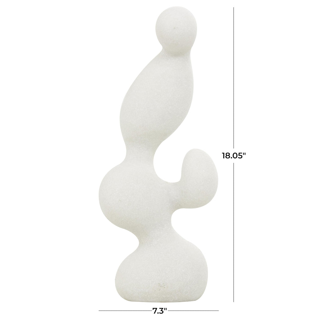 Deco 79 Polystone Abstract Decorative Sculpture Curved Shaped Home Decor Statue with Speckled Texturing, Accent Figurine 7" x 4" x 18", White