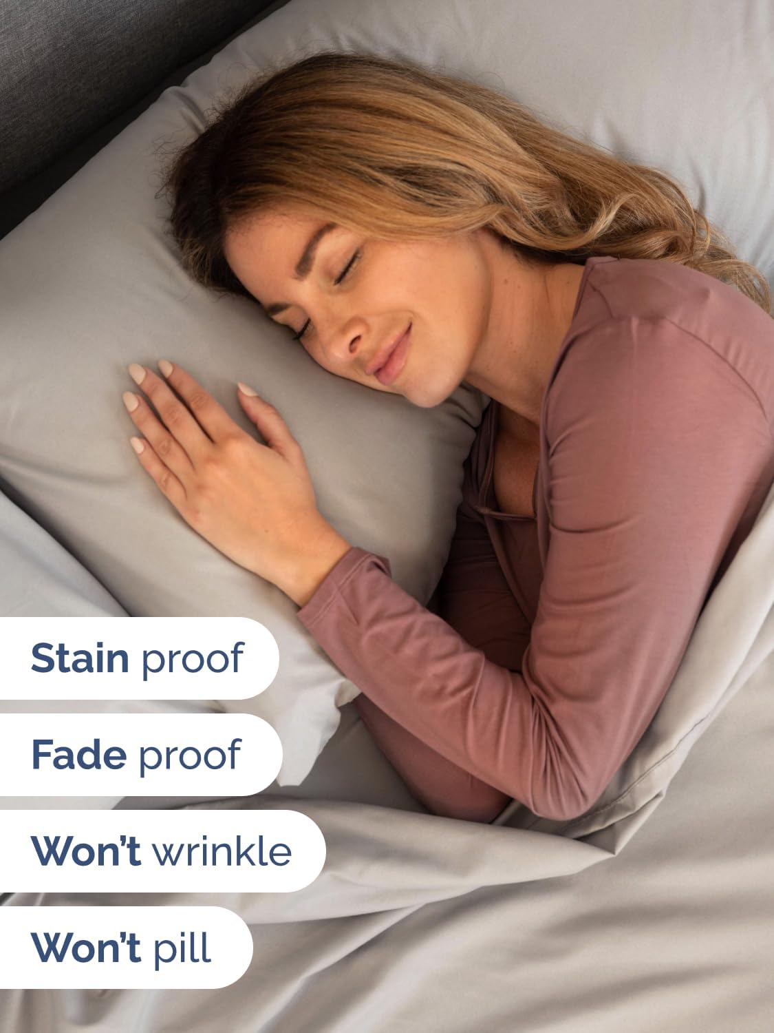 Skiennix Extra Deep Queen Sheet Set | 6-Piece Breathable Cooling Bedding - Soft, Wrinkle-Free Light Grey