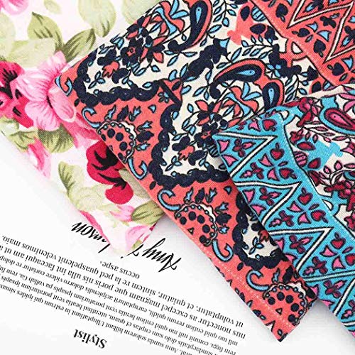 Bohend Boho Button Headband 3-Pack Wide Stretchy Knotted Headwear