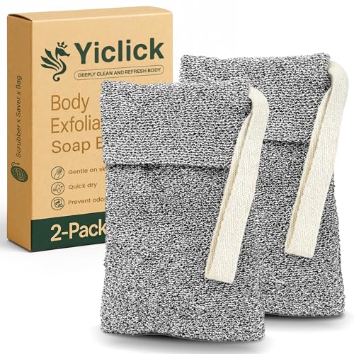 Yiclick Exfoliating Mesh Soap Bag 2 Pack - Bar Soap Saver & Loofah Pouch