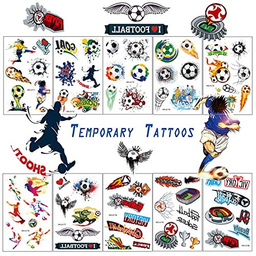 TopFunny Soccer Temporary Tattoos, 87Pcs Waterproof Fake Body Stickers