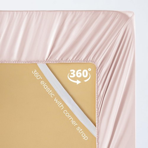 Homilay Tencel Lyocell 4 Pieces Queen Sheet Set, Silky Soft, Cooling & Wrinkle-Free - Oeko-TEX Certified - Deep Pocket Fits 16" Mattress, Marshmallow Pink