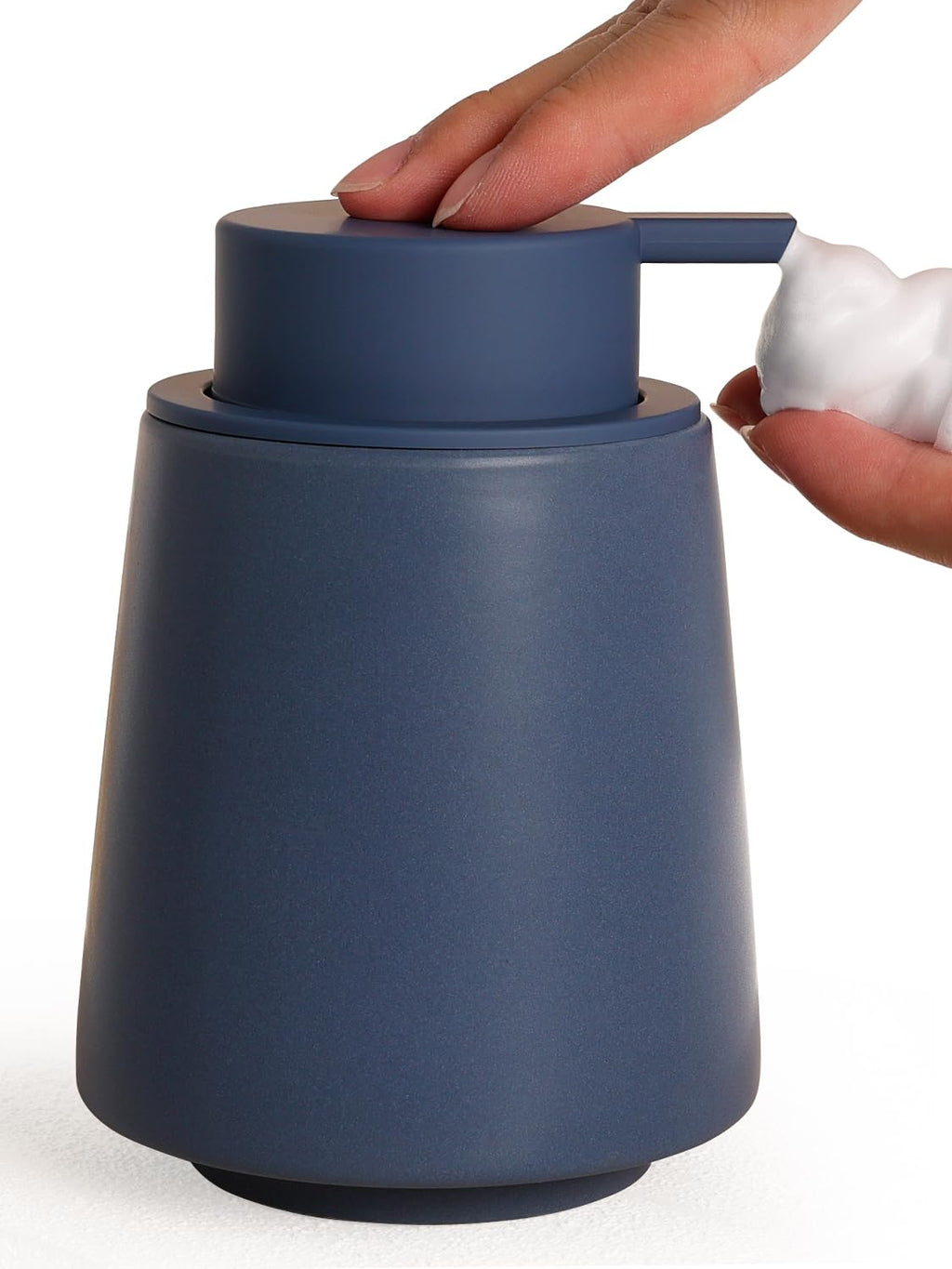 INGOFIN Ceramic Foaming Soap Dispenser -14 oz Foam Hand Soap Dispenser Bathroom Modern Refillable Dish Wash Bottle for Kitchen with Large Pump Matte Green