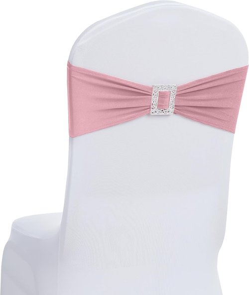Joccun Spandex Chair Sashes - 30 PCS Stretch Covers with Buckle Slider for Weddings & Events | Dusty Pink