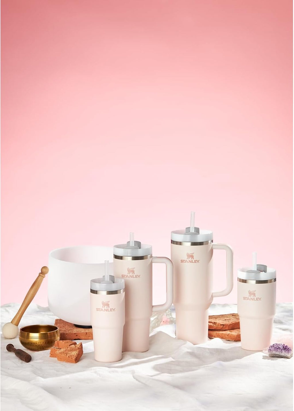 STANLEY Quencher H2.0 Tumbler - 40 oz Insulated Stainless Steel Cup with Handle & Straw - Rose Quartz