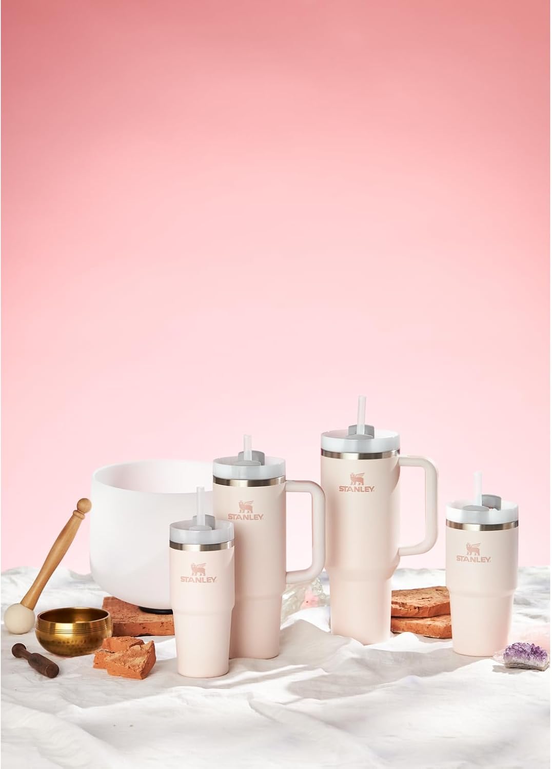 STANLEY Quencher H2.0 Tumbler - 40 oz Insulated Stainless Steel Cup with Handle & Straw - Rose Quartz