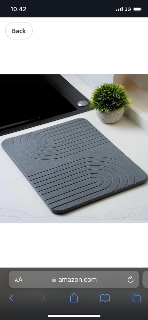 LIFSEZY- Large Stone Drying Mat for Kitchen Counter – Quick Dry Stone Mat Kitchen Accessory, Diatomaceous Earth Mat for Sink, Dishes, and Utensils, Gray.