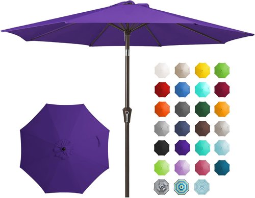JEAREY 9FT Outdoor Patio Umbrella - UV Protection & Waterproof with Push Button Tilt | Dark Purple