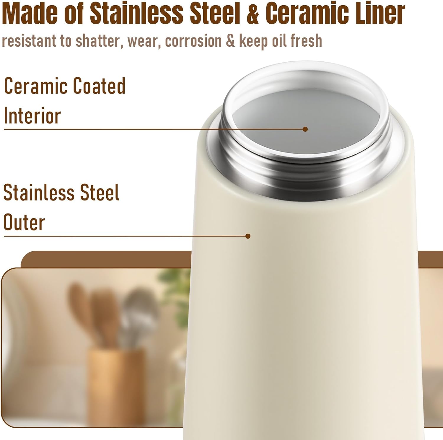 Baalaka Olive Oil Sprayer - 2-in-1 Dispenser & Sprayer for Cooking | Stainless Steel, 16oz (Black)