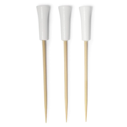 BambooMN Decorative Golf Tee Bamboo Cocktail Sandwich Skewer Picks - 4.25" - White - 1,000 Pieces