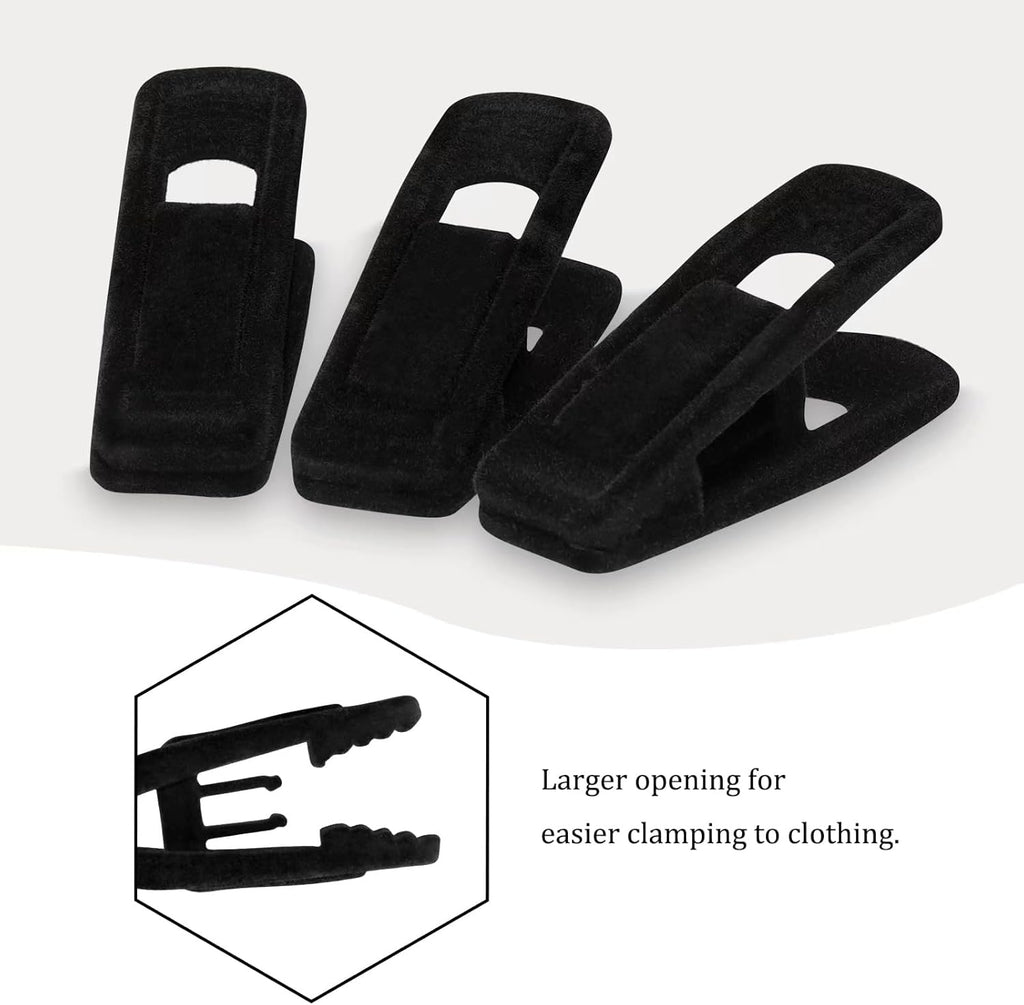 Tinfol Velvet Hanger Clips - 24 Pack Black Pants Clips with Strong Grip for Slim-Line Hangers