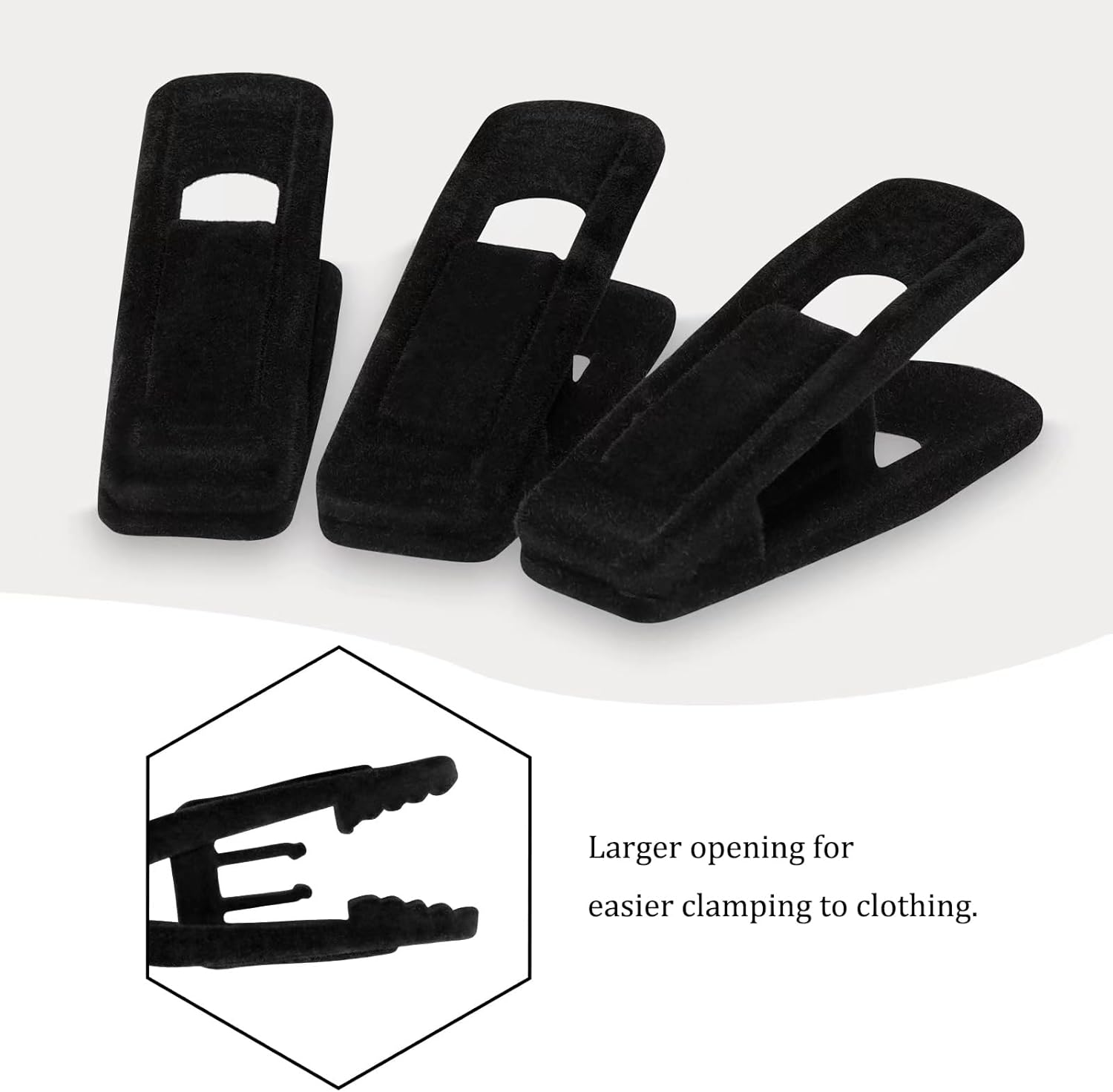 Tinfol Velvet Hanger Clips - 24 Pack Black Pants Clips with Strong Grip for Slim-Line Hangers