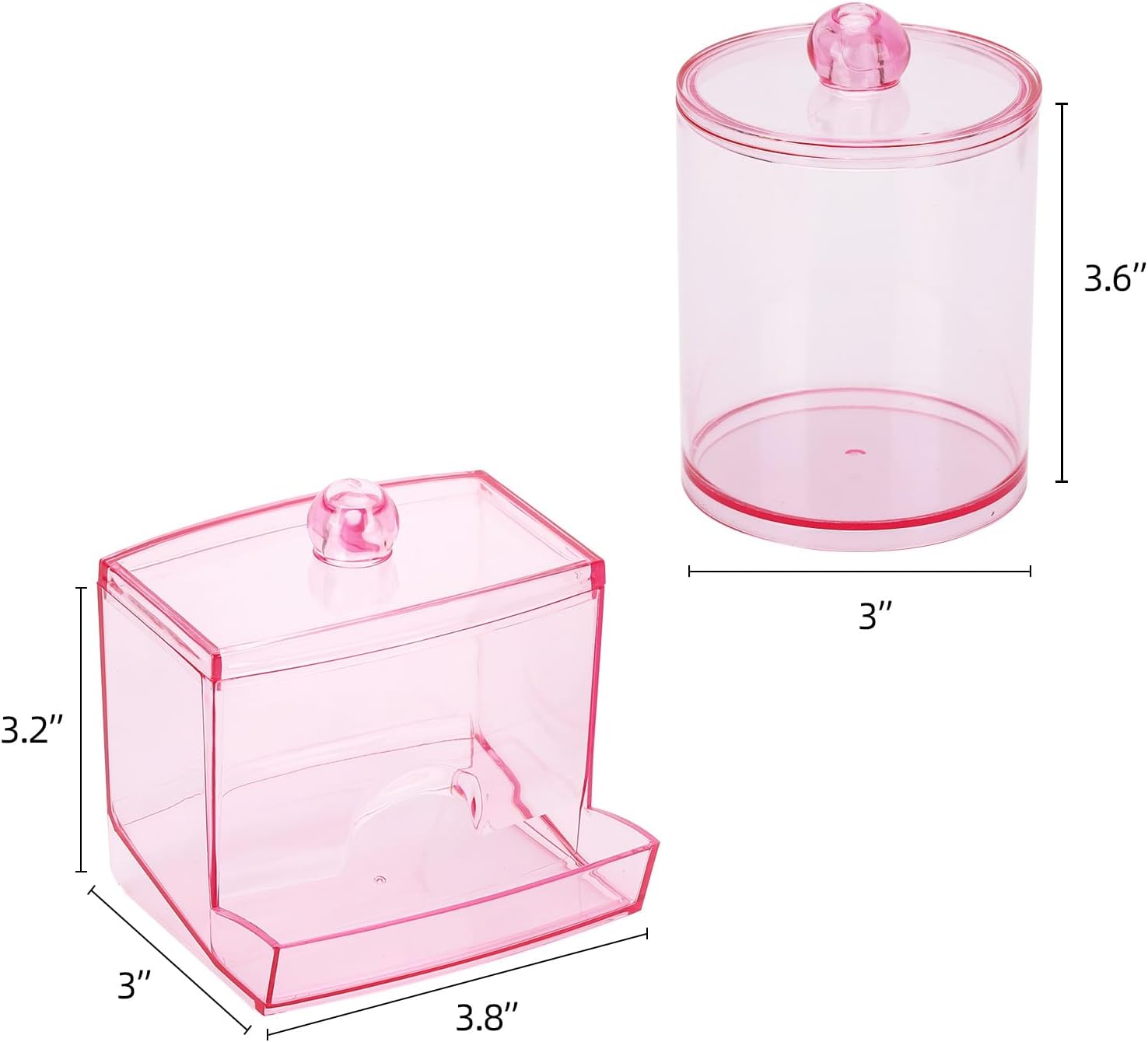 Tbestmax Cotton Swab Dispenser - Stylish Pink Apothecary Jar Organizer for Bathroom Storage | 10 oz Capacity