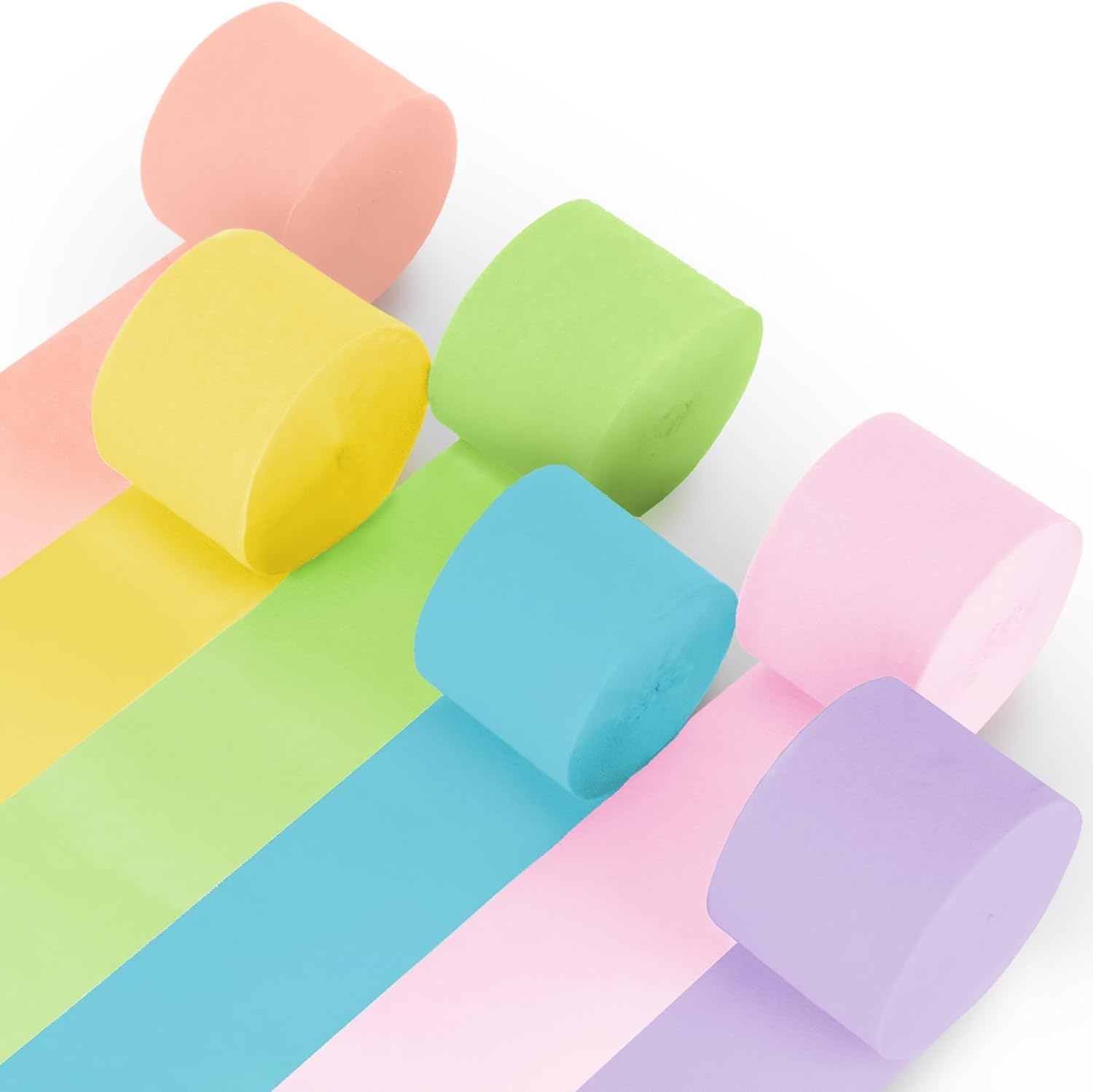 MAQIHAN Pastel Crepe Paper Streamers - 6 Rolls, 492ft for Valentine's, Easter & Birthday Celebrations
