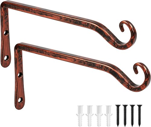 Feed Garden 10-Inch Decorative Hanging Plant Brackets - 2 Pack for Outdoor Use | Antique Bronze Finish