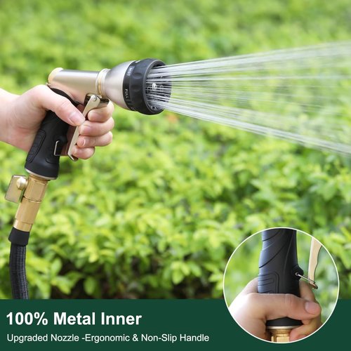 FANHAO Heavy Duty Metal Garden Hose Nozzle - 7 Spray Patterns & Ergonomic Handle for Efficient Watering