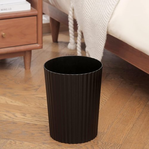 JiatuA Small Trash Can - Round Plastic Wastebasket for Bathroom, Kitchen, and Home Office - Black