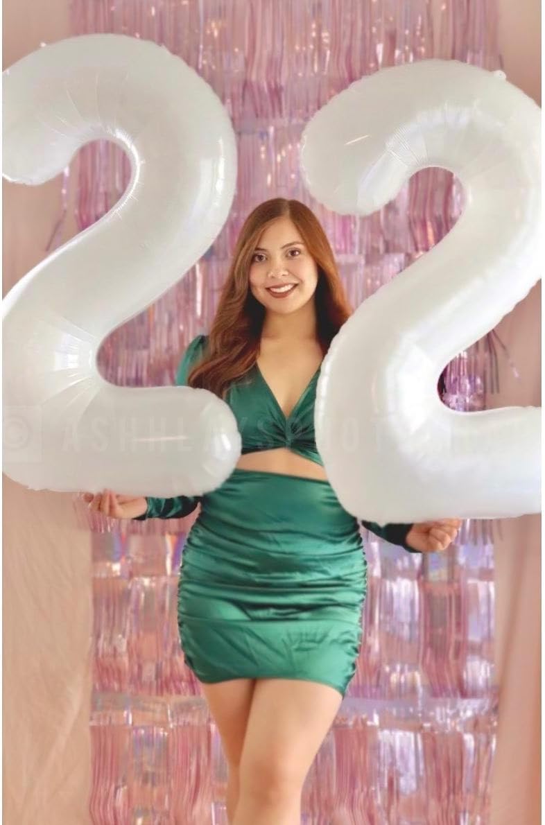 Number 6 Foil Balloon - 40 Inch White Giant Balloon for 6th Birthday Party Decorations