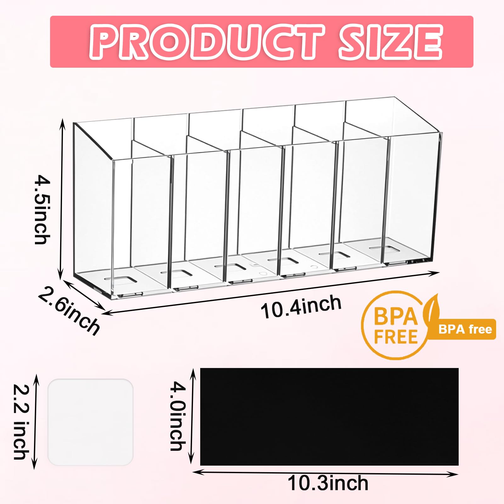 Drink Packet Organizer with Removable Divider & 6 Compartment, Mounted Water Packet Organizer with Soft Magnetic and Adhesive Sticker, Water Flavor Packet Storage for Kitchen Pantry Cabinet Fridge