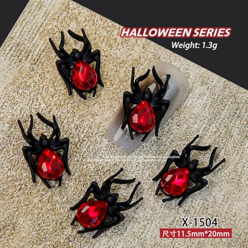 12 Pcs Metal Spider Nail Charms Rhinestone Halloween Nail Art Decorations
