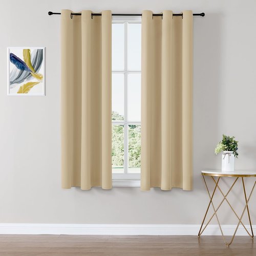 ChrisDowa Blackout Curtains - Thermal Insulated Room Darkening Panels, 2 Set (Biscotti Beige, 38 x 45 Inch)