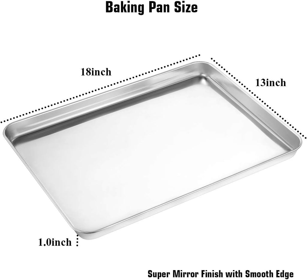 Wildone Baking Sheet & Rack Set - Stainless Steel Cookie Pan with Cooling Racks | 17.3 x 12.2 Inch, Non-Toxic & Easy Clean