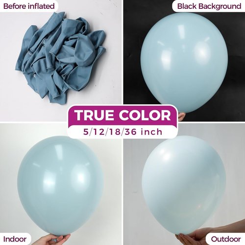 Bezente Dusty Blue Latex Party Balloons - 150 Pack of 5-Inch Matte Helium Balloons for Weddings & Showers