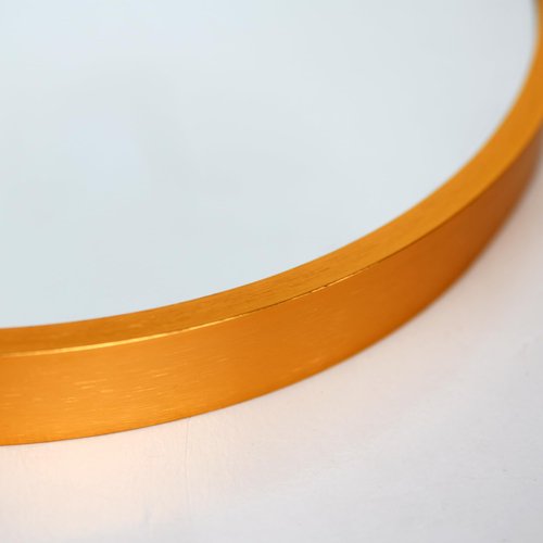 SDlumeiy 12 Inch Aluminum Framed Modern Gold Round Wall Mirror, Small Metal Framed Mirror for Bathroom, Living Room, Entryway, Hallway Decoration (Gold, 12x12)