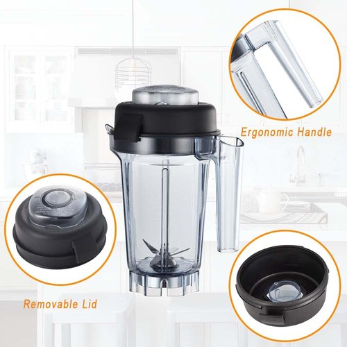 EastFune for Blenders 32oz Dry Grains Container, replace 5000 5200 6300 6500 7500 Pro 200 500 750 E310 E320 etc, compatible with Classic/Professional/Explorian Series Pitcher Jar Cup