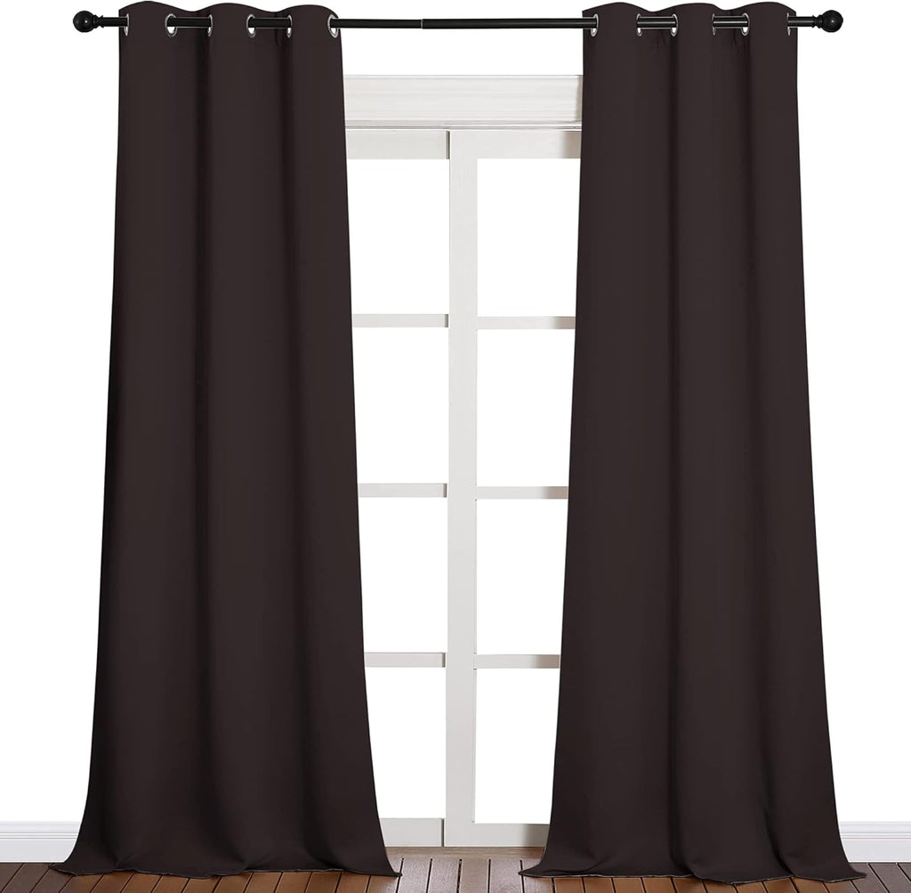 NICETOWN Blackout Curtains - Thermal Insulated Grommet Drapes for Bedroom & Living Room | Brown, Set of 2, W42 x L90