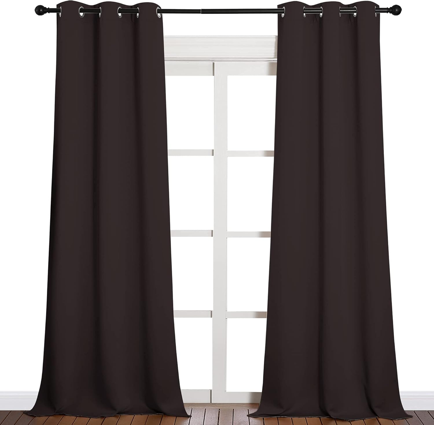 NICETOWN Blackout Curtains - Thermal Insulated Grommet Drapes for Bedroom & Living Room | Brown, Set of 2, W42 x L90