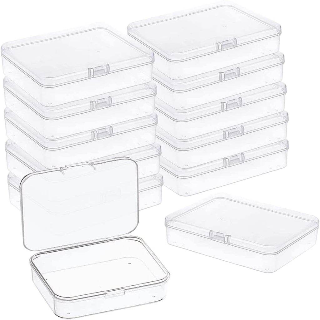 MFDSJ Mini Plastic Storage Containers - 6 Pcs Clear Rectangle Box for Small Items | 4.5x3.4 Inches