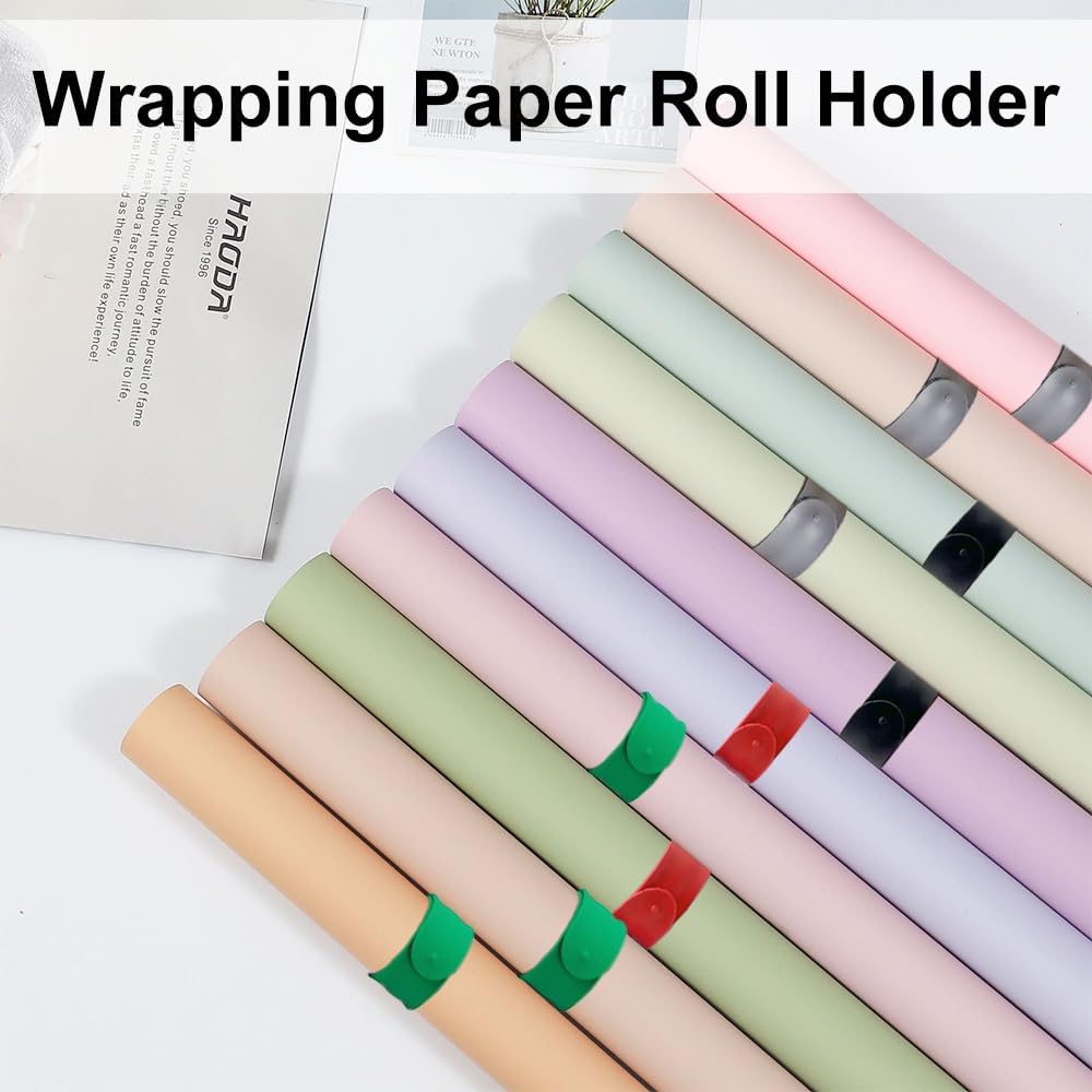 Skiennix Wrapping Paper Roll Holder - 12PCS Silicone Clamps for Easy Gift Wrapping | 1 x 8.5 Inch