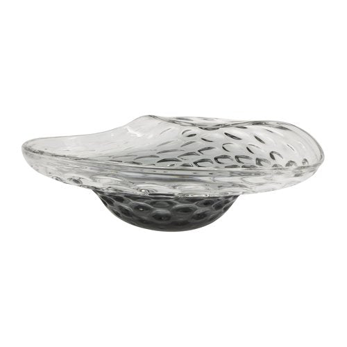 Deco 79 Glass Handmade Decorative Decorative Bowl Abstract Wavy Ombre Decorative Container with Bubble Texturing, Decorative Keepsake Box 19" x 15" x 6", Black