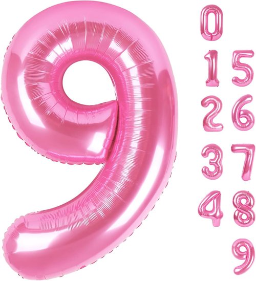 40 Inch Pink Number 9 Balloon - Perfect for Birthday Parties, Engagements, Weddings & Graduations