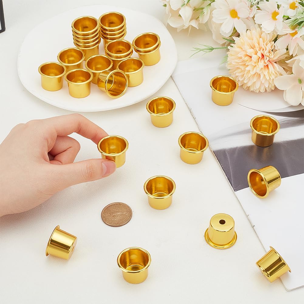 PH PandaHall Gold Candle Holders - 30pcs Metal Drip Protectors for Weddings & Christmas Decor | 1-Inch Size