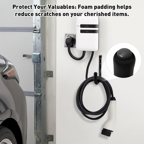 KURUI 10" Heavy Duty Garage Wall Hooks - 66 LB Capacity for Ladders, Hoses & Tools | 4 Pack, Black
