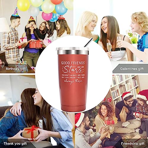 Rose Golden Friends Are Like Stars Travel Mug 20oz - Funny Birthday Gift for Women
