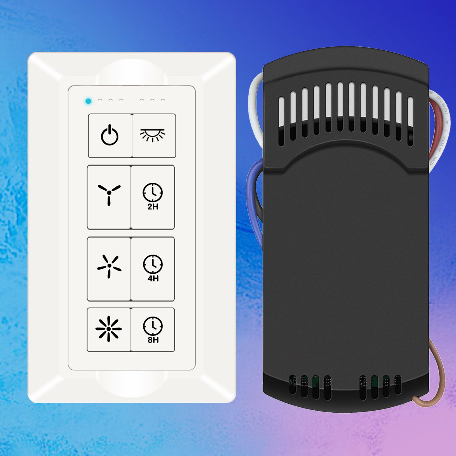 Universal Ceiling Fan Wall Remote Control, 3 Speed with Light Dimmer, Compatible with Harbor Brezee Hampton Bay Hunter Wall Control (White)