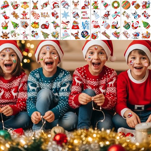 Christmas Temporary Tattoos 60Pcs - Santa & Reindeer Party Favors