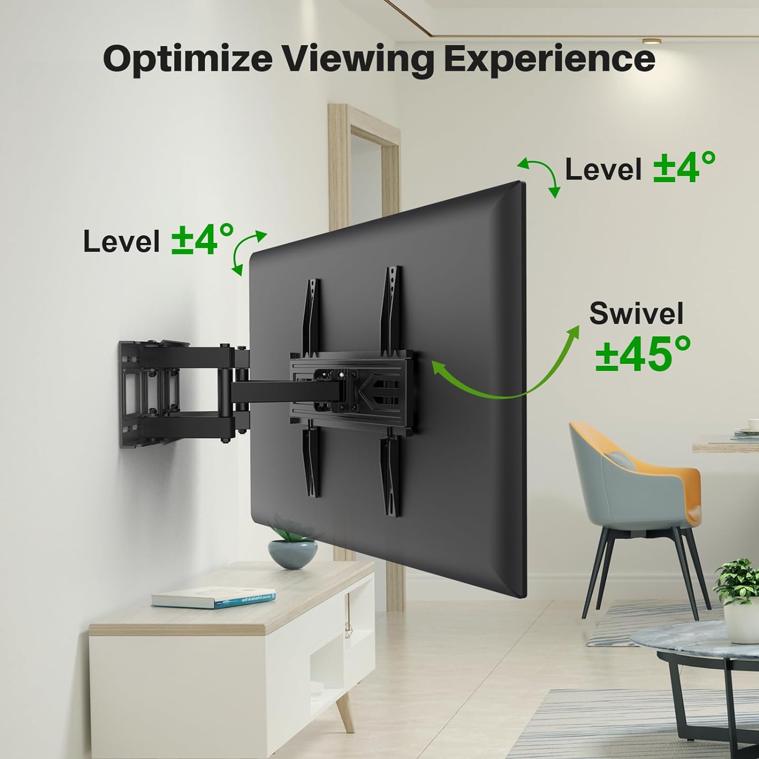 USX MOUNT Full Motion TV Wall Mount - Fits 32-70 Inch TVs Up to 99 lbs | Dual Articulating Arms, Swivel & Tilt