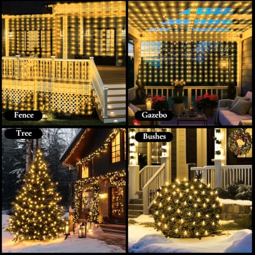 Outdoor Christmas Mesh Net Lights 120 LED Warm White - 2 Pack