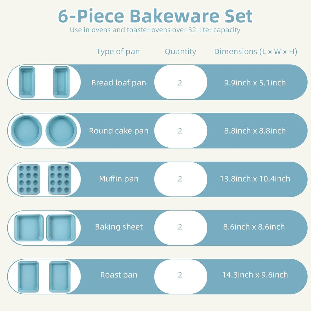 Skiennix 11-Piece Nonstick Baking Pans Set - Professional Carbon Steel Bakeware | Dishwasher Safe, Oven Safe to 450°F